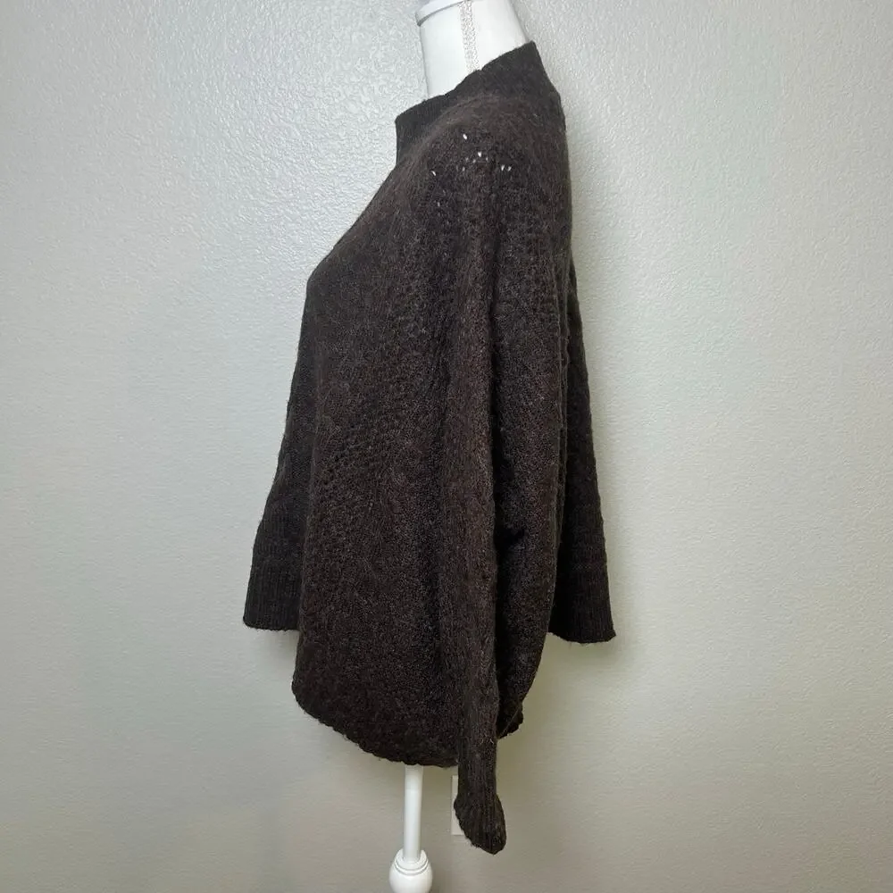 World Market NWT  brown wool blend chunky mock neck oversize sweater one size